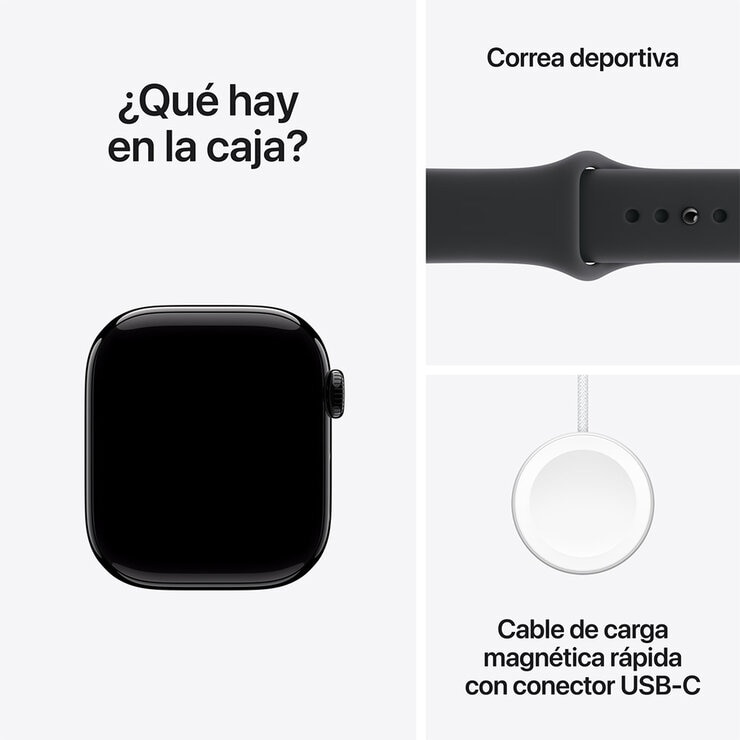 Apple Watch Series 11 (GPS + Celular) 42mm Aluminio Negro Azabache + Correa Deportiva Negra - Talla M/L