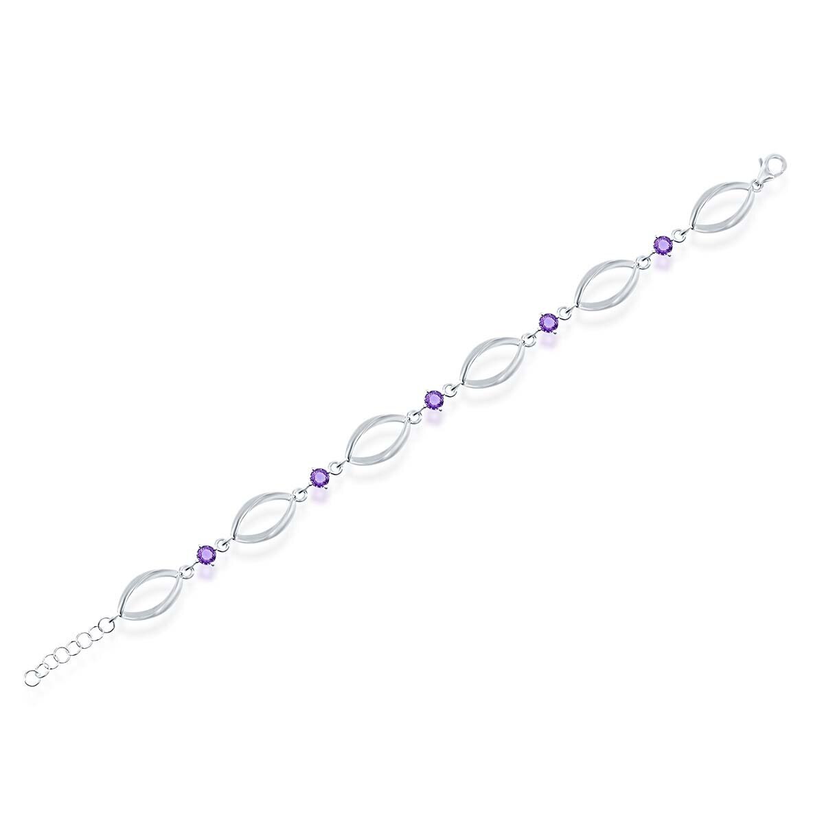 Pulsera de Amatista, Oro Blanco de 14K