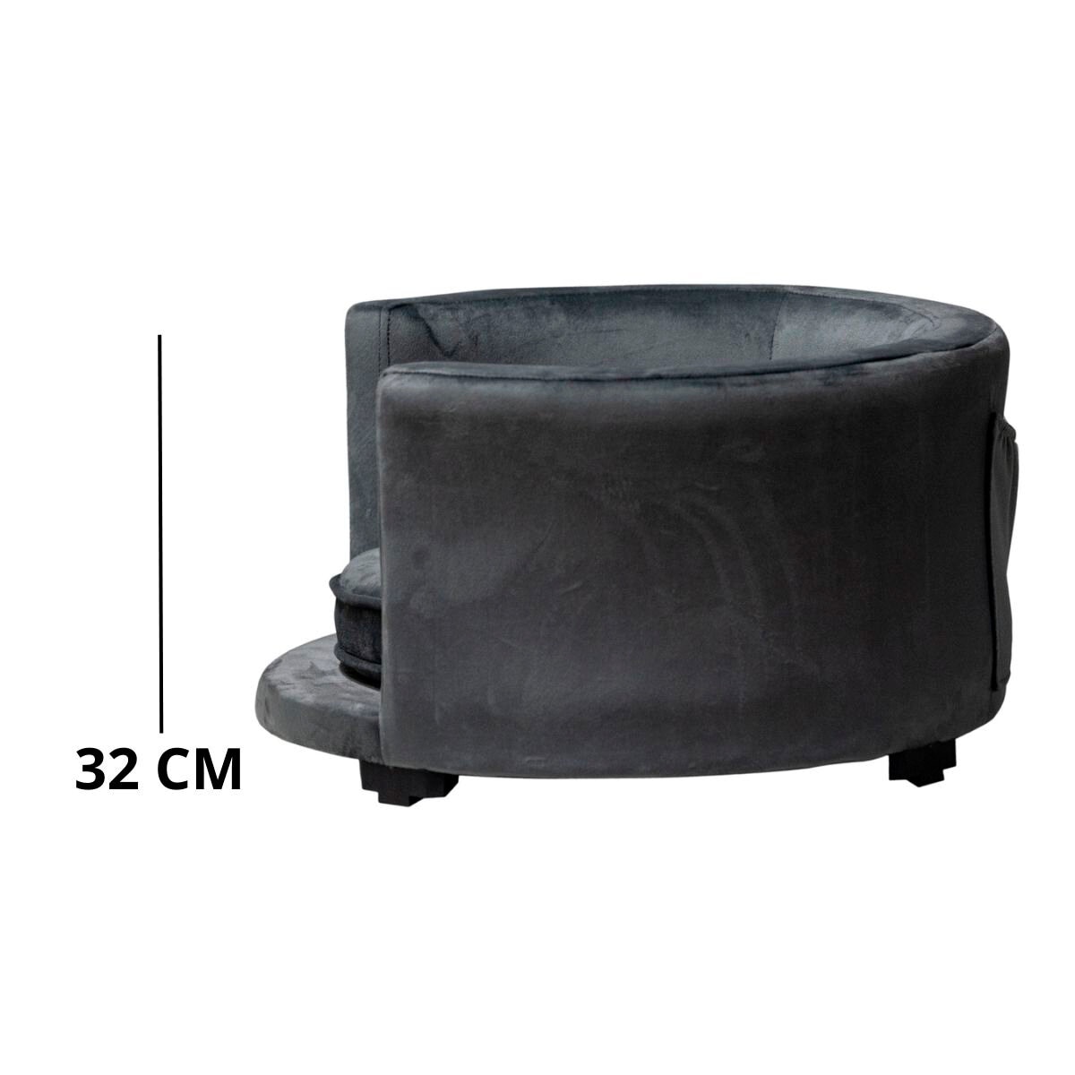 Maypet, Sillón Forrado de Terciopelo para Mascota Pequeña, Color Gris