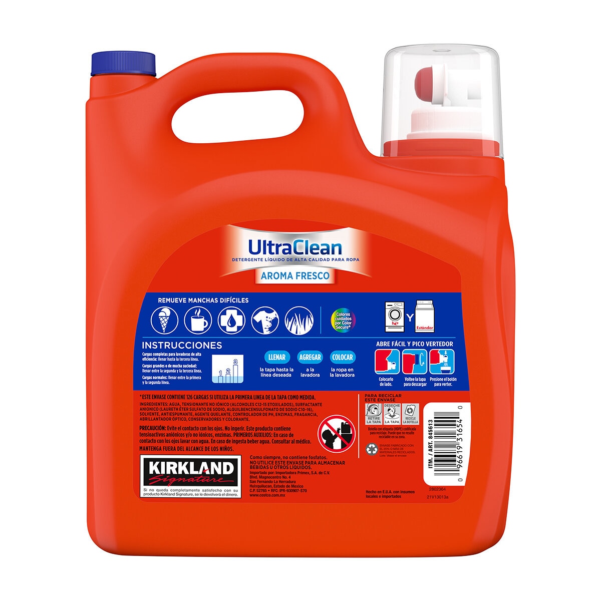 Kirkland Signature Ultra Clean Detergente Líquido Premium con Aroma Refrescante 5.73 l