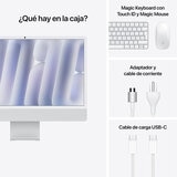 Apple iMac 24" 256GB 4.5K Chip M4 Plata CPU de 10 Núcleos GPU de 10 Núcleos Memoria Unificada de 16GB