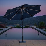 SunVilla, Sombrilla Redonda de 3m con Luz Solar LED, Color Azul