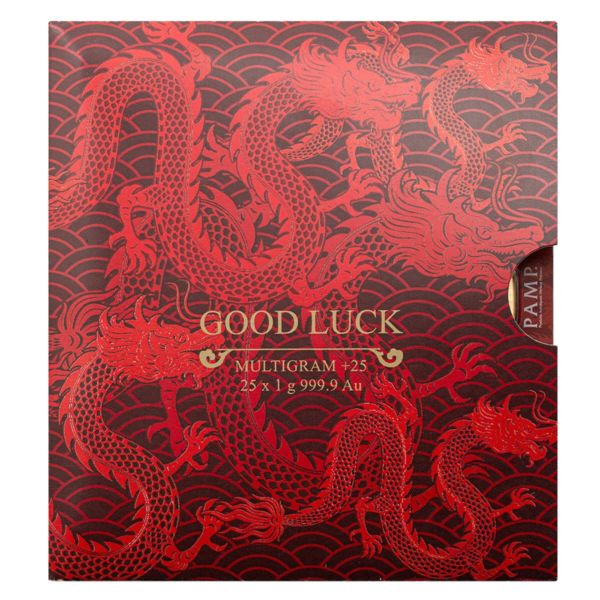 Lingotes de Oro 25 pz de 1g c/u PAMP, Dragón Buena Suerte