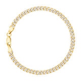 Pulsera, Eslabon Cubano, Oro Dos Tonos 14K, 21.59cm