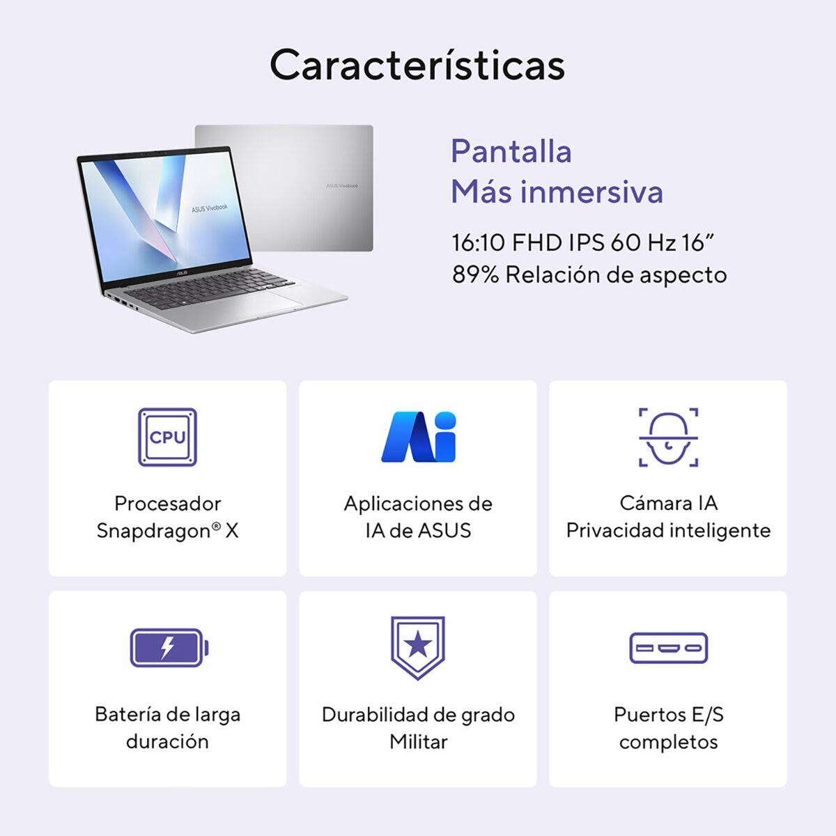 ASUS Vivobook 16 Laptop 16" Snapdragon X 16GB 512 GB SSD