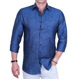 Emporio Colombo, Camisa de Lino para Caballero Corte Regular/Slim en Varias Tallas, Color Azul