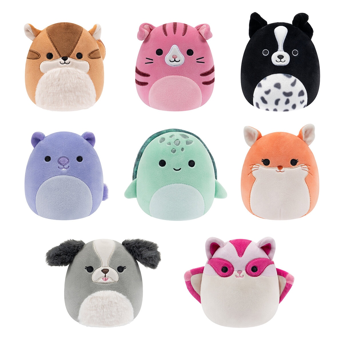 Squishmallows Set de 8 Muñecos de Peluche de 12.7 cm- Colección Animales de Otoño