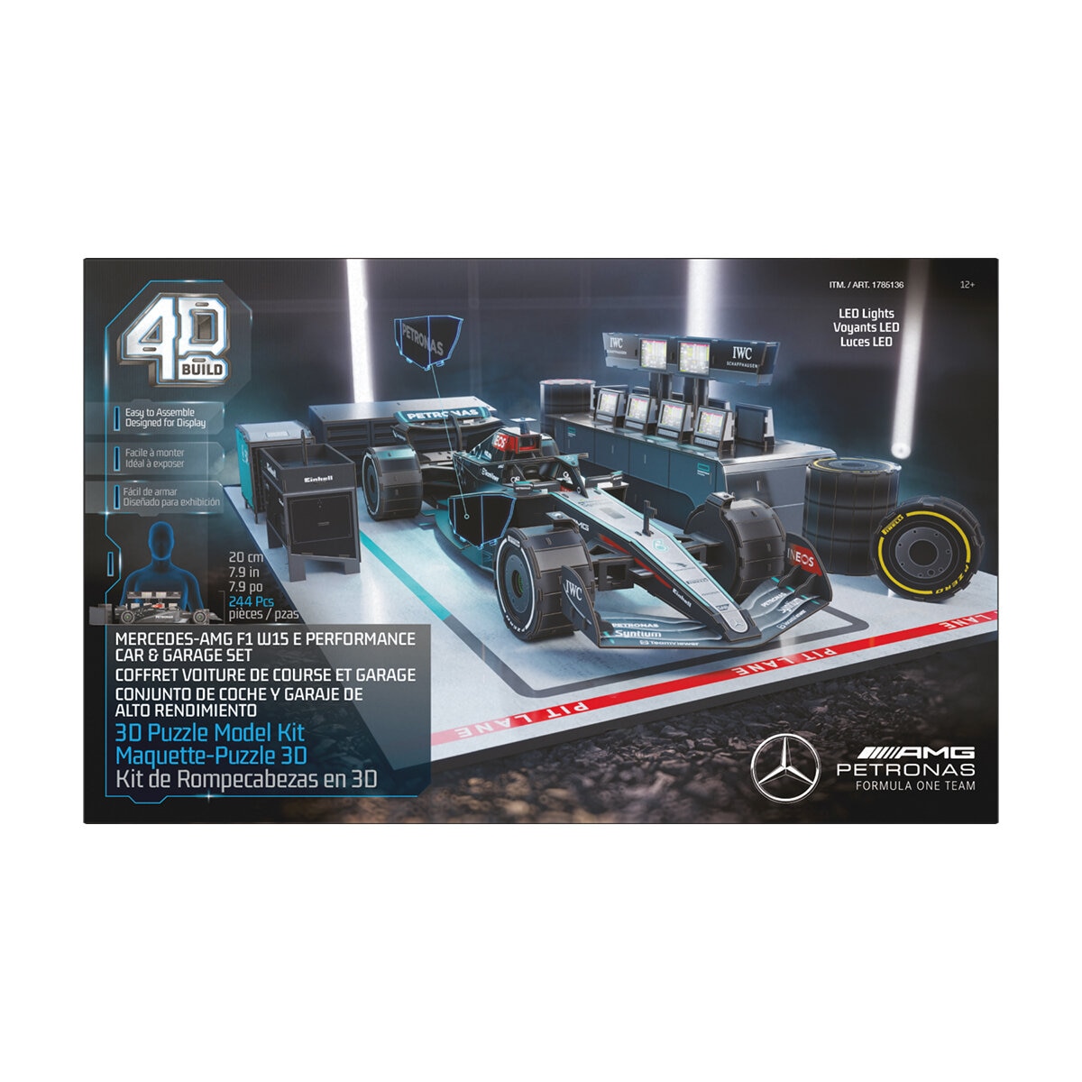 4D Build, Kit de Rompecabezas 3D - Mercedes F1 Con Luces LED