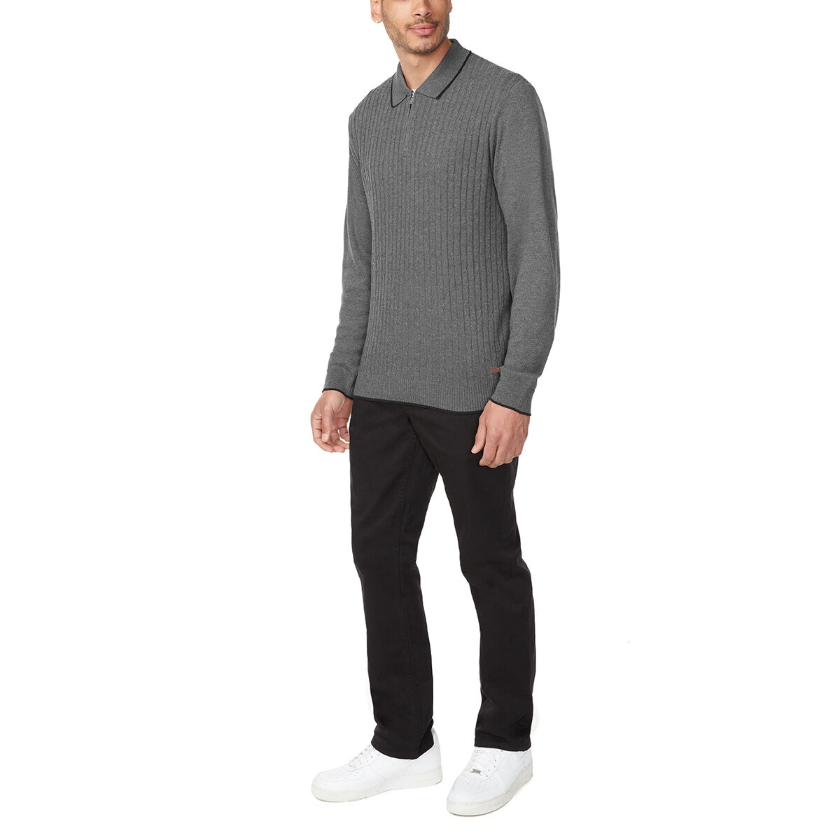 Buffalo David Bitton Suéter tipo polo para Caballero Gris Chica