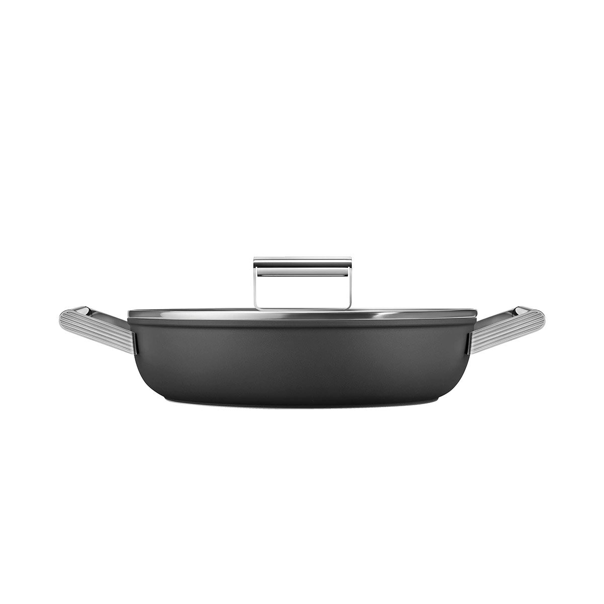 Smeg Cacerola de 28cm con Tapa de Cristal negro