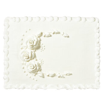 Kirkland Signature Media Plancha de Pastel con Decoración de Rosas Blancas