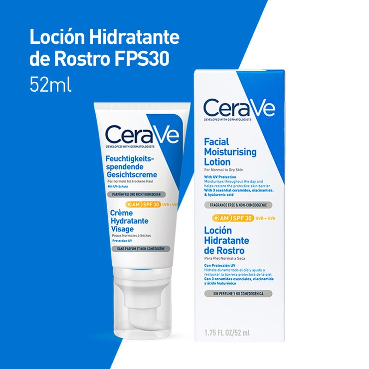 CeraVe Loción Hidratante de Rostro FPS 30+ Piel Seca 52 ml