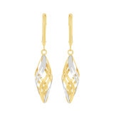 Aretes Colgantes, Oro Dos Tonos 14K