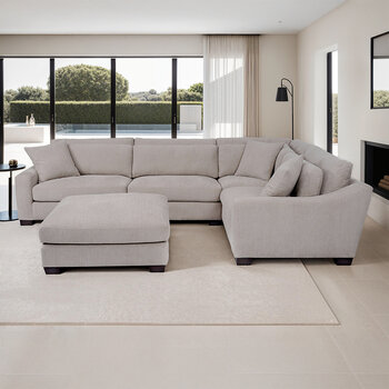 East & Vine Furniture, Evelynne, Sofá Seccional de Tela de 2 Piezas con Otomano