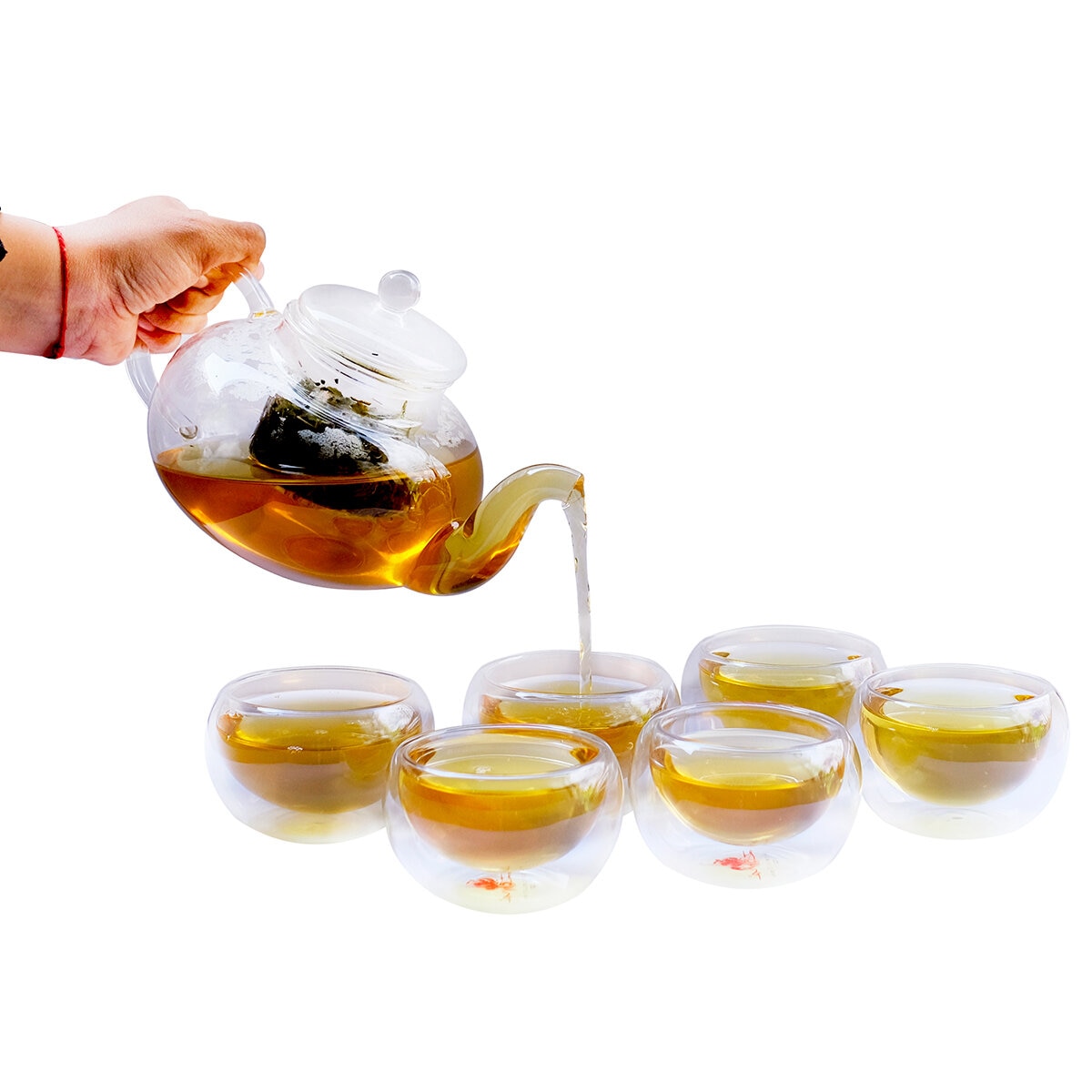 Zoma Tea Collection Juego de Tetera con 6 Tazas de Doble Cristal y un Té de 80 g 