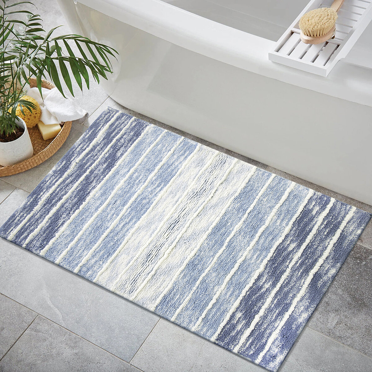Mineral Spring, Tapete de Baño 61 cm x 91 cm, Azul