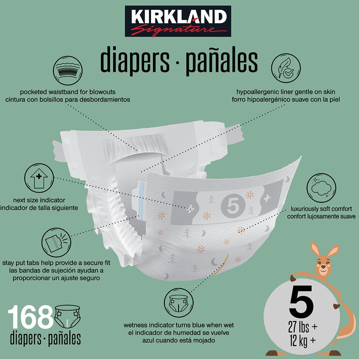 Kirkland Signature Pañales Etapa 5 Unisex 168 pzas