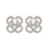 Aretes de Perlas Cultivadas y Diamantes 0.20ctw, , Oro Blanco de 14kt