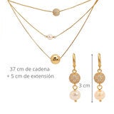 Ablime, Juego Dorado de Collar con 3 cadenas y Aretes Ablime, Juego Dorado de Collar con 3 cadenas y Aretes