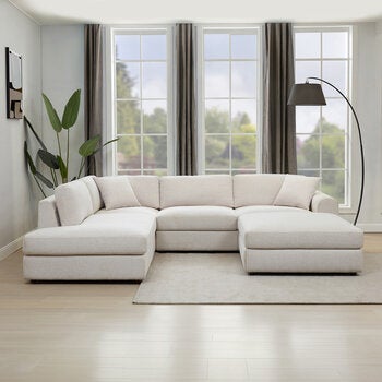 East & Vine Furniture, Andee, Sofá Seccional de Tela con Otomano East & Vine Furniture, Andee, Sofá Seccional de Tela con Otomano