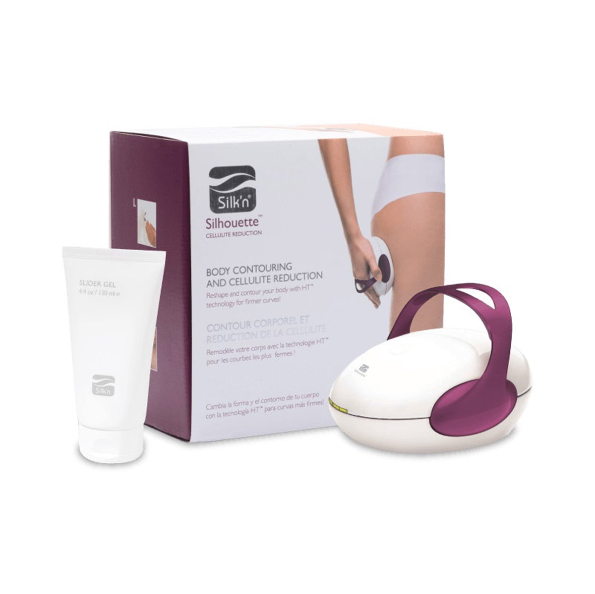 Silk'n, Silhouette, modelador corporal incluye gel deslizante e hidratante.