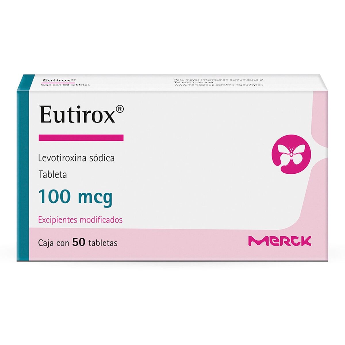 Eutirox 100 mcg.  50 Tabletas