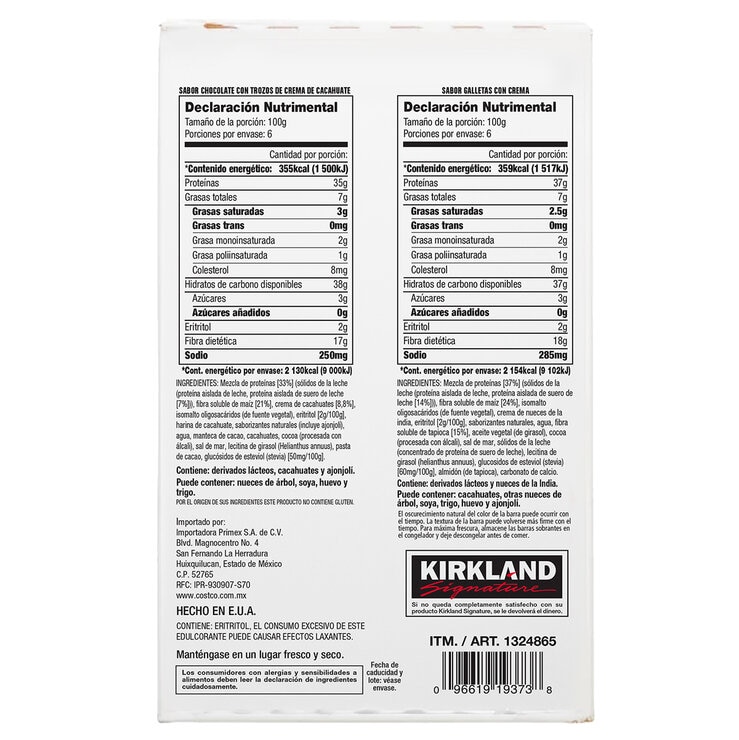 Kirkland Signature Barras de proteína 20 pzas de 60 g
