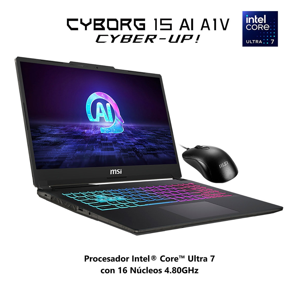 MSI Cyborg Gaming 15 Laptop 15.6'' FHD Intel Core Ultra 7 16GB 512GB SSD + Mouse