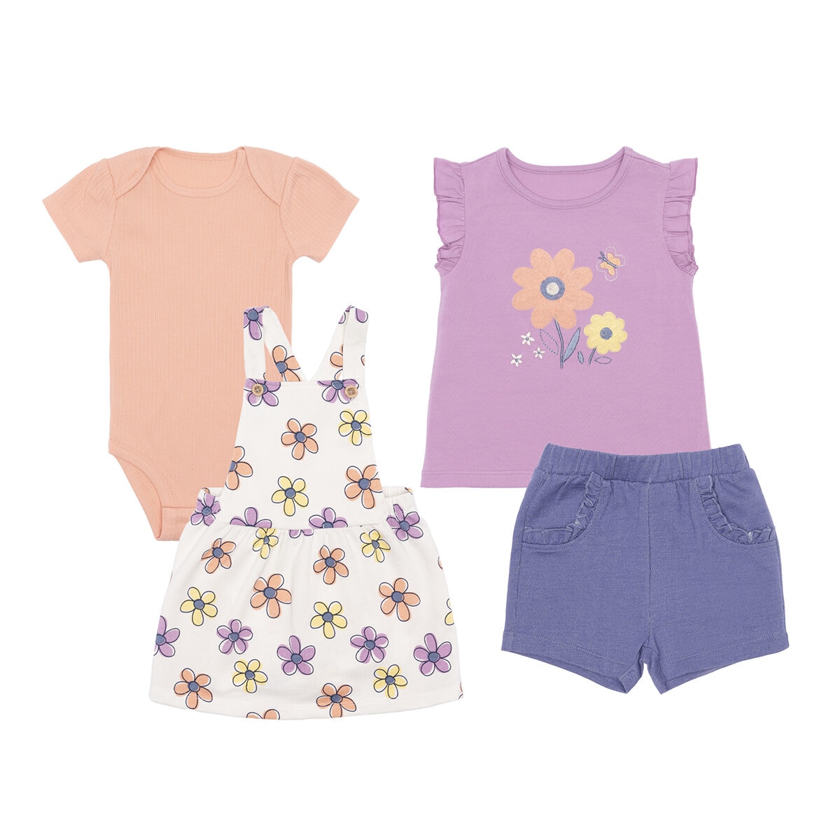Pekkle Conjunto de 4 piezas para Niños y Niñas Flores 9 Meses