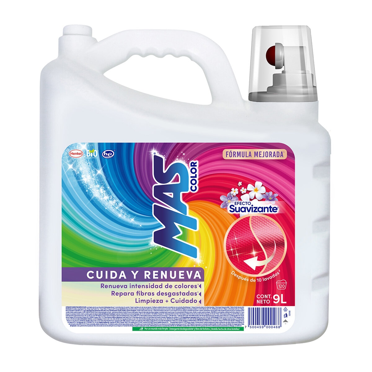 Mas Color Efecto Suavizante Detergente Líquido 9 l