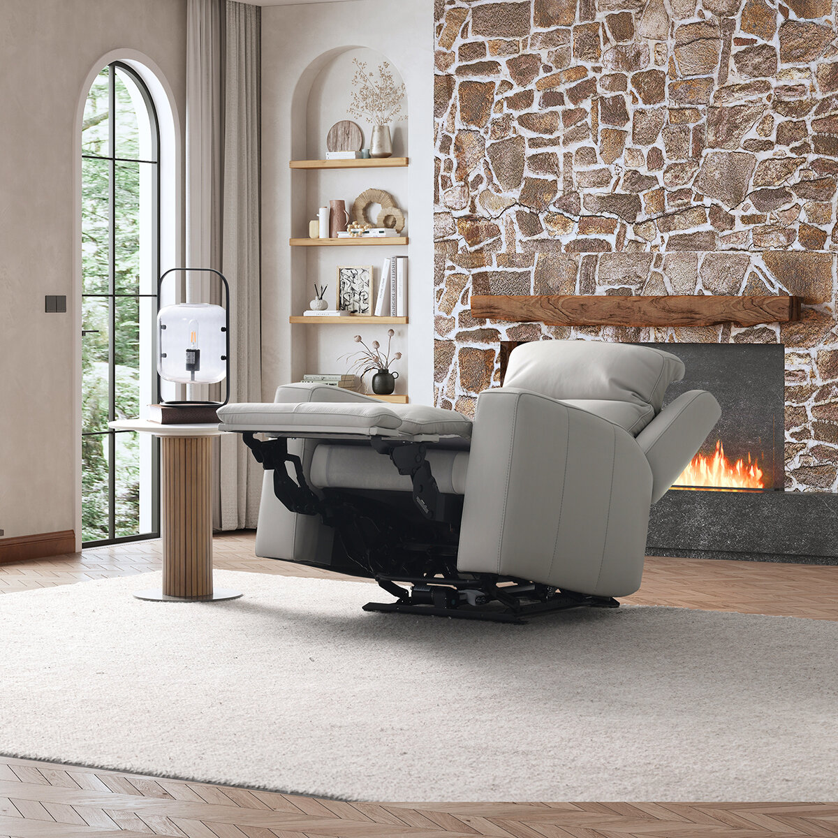 Simon Li Furniture, Sillón Reclinable de Piel con Sistema Eléctrico