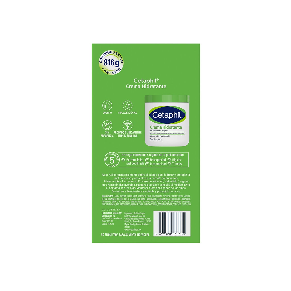 Cetaphil Crema Corporal 566 g + 250 g Cetaphil Crema Corporal 566 g + 250 g