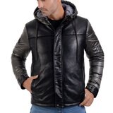 Perry Ellis, Chamarra de Piel Sintética para Caballero Color Negro/Gris