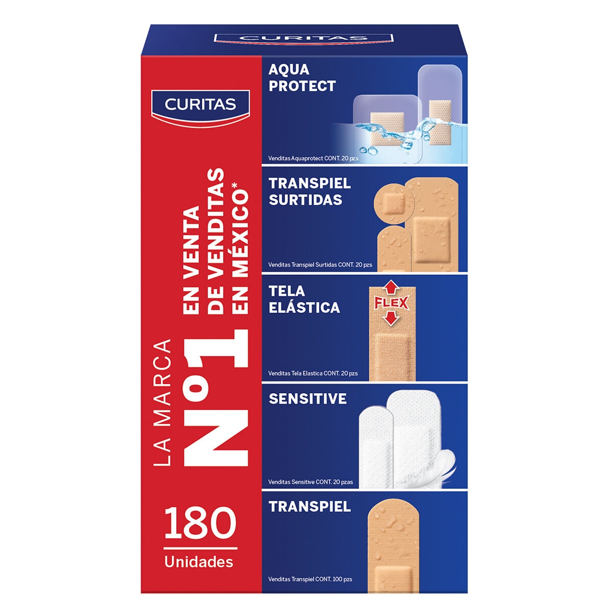 Curitas Adhesivas Caja con 180 Curitas
