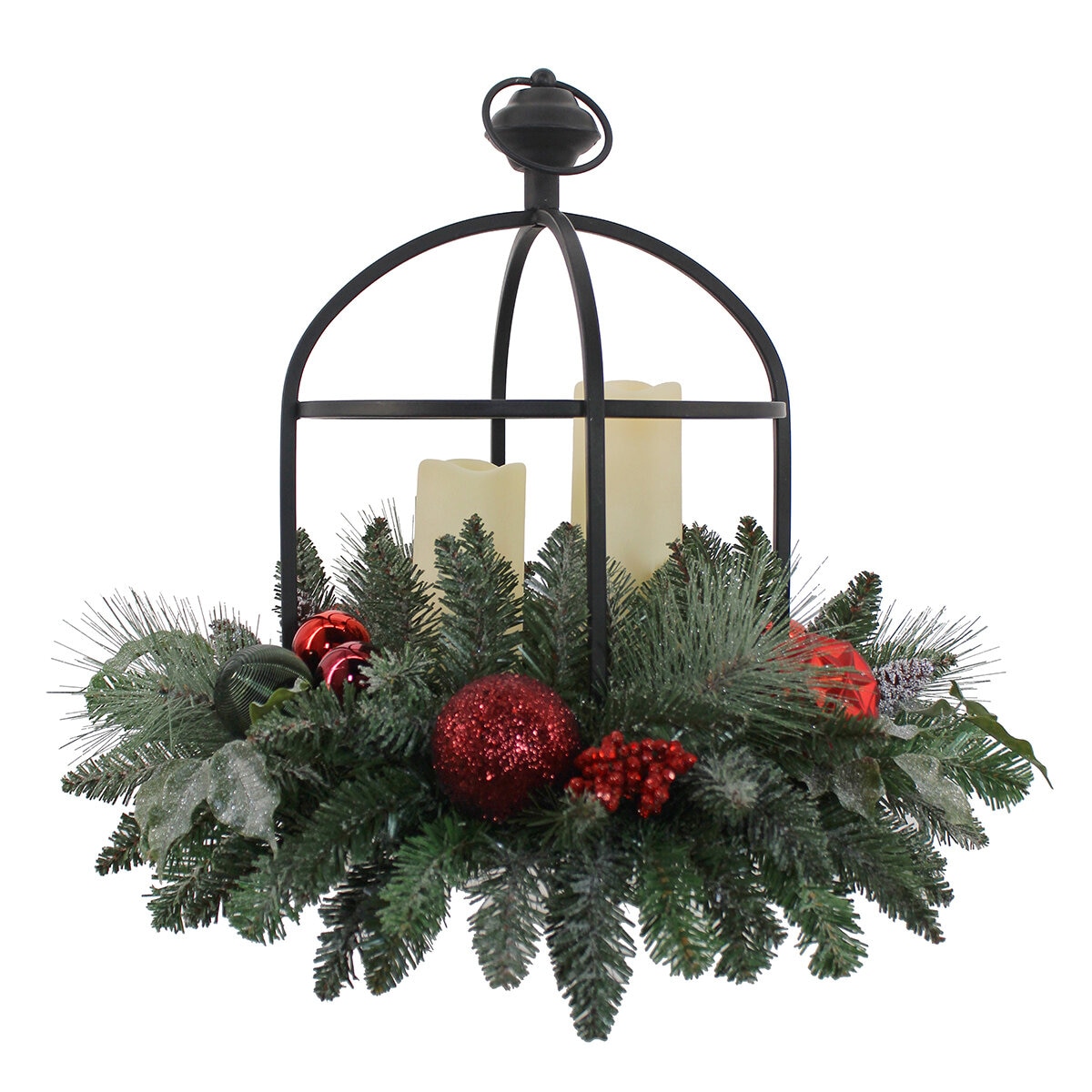 24" Centro de Mesa Navideño con Luces LED, Rojo
