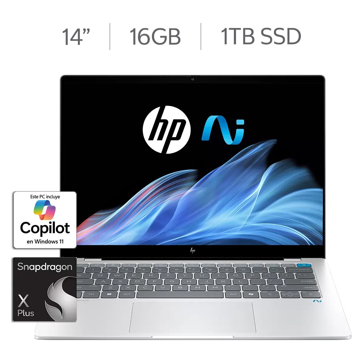 HP 14-fe1001la Laptop 14" 2.2K IPS Snapdragon X Plus 16GB 1TB SSD