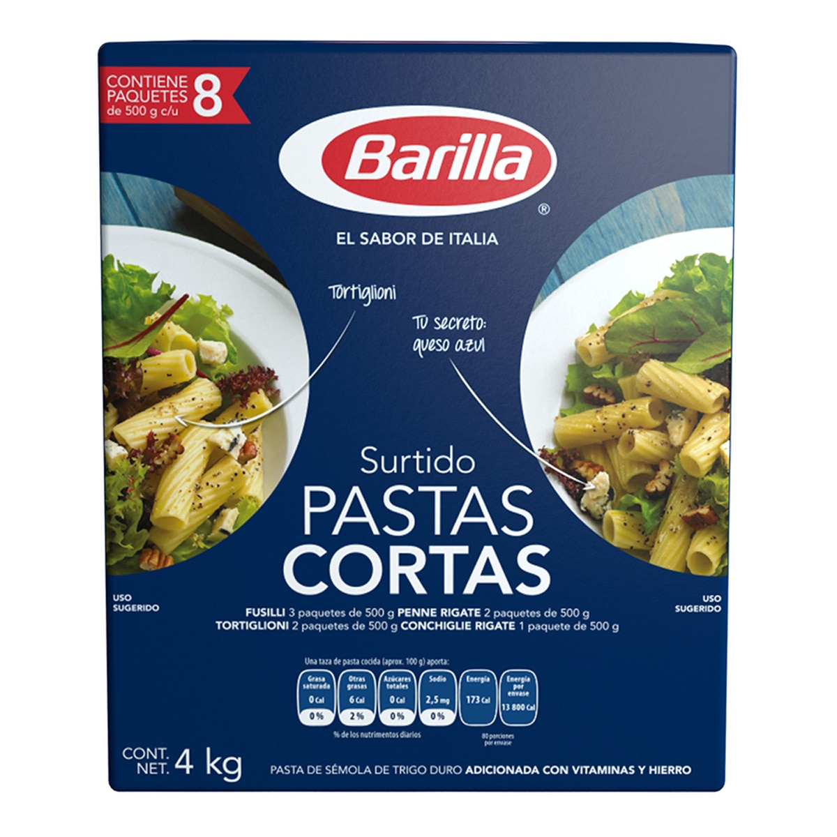 Barilla Surtido de Pastas Cortas 8 pzas de 500 g