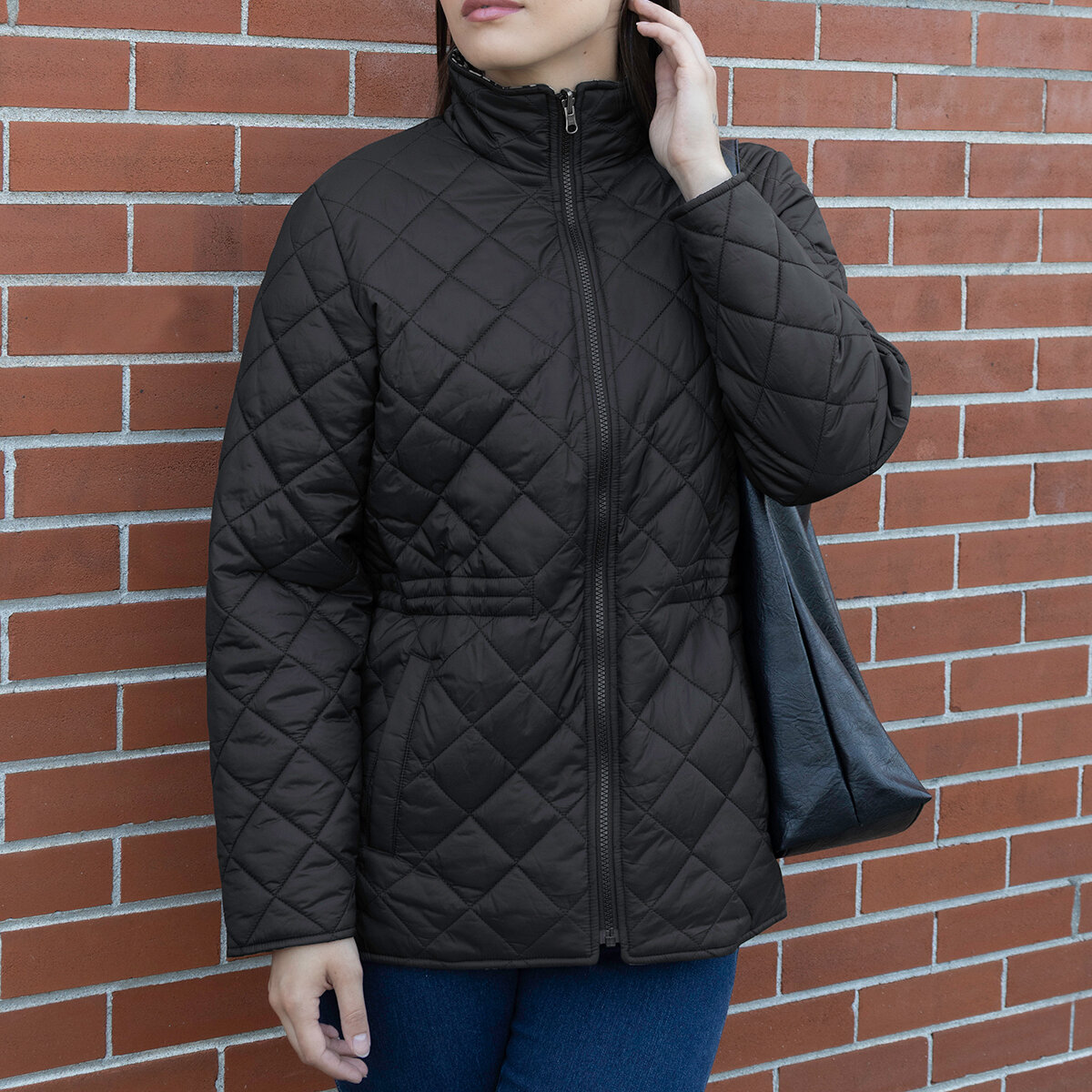 Nicole Miller Original Chamarra reversible para Dama Negro Grande Nicole Miller Original Chamarra reversible para Dama Negro Grande