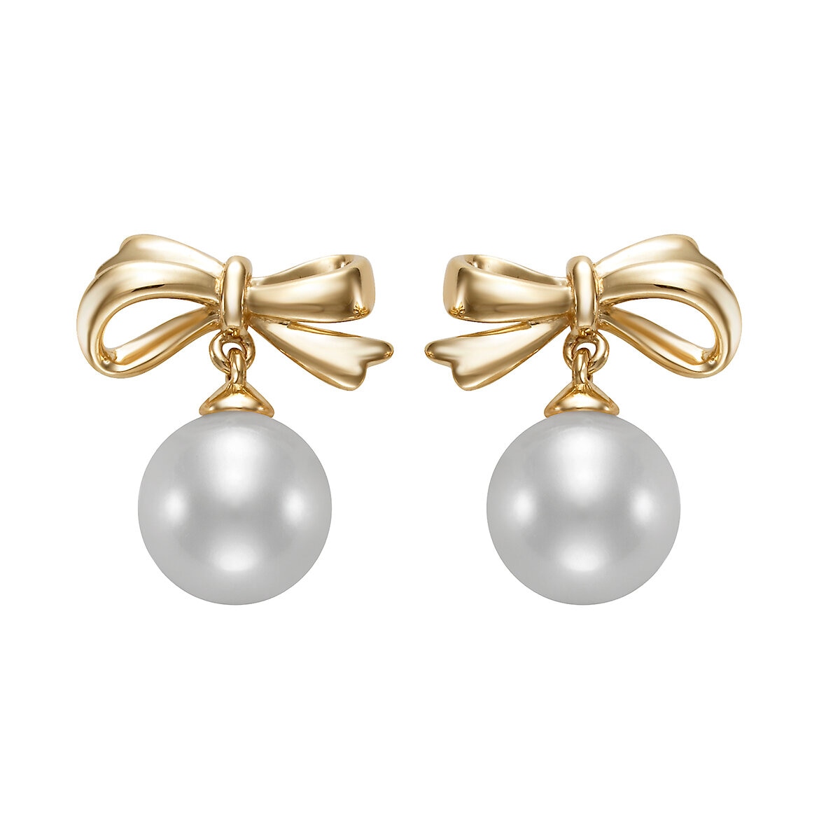 Aretes de Perlas Cultivadas Agua Dulce, 6.5-7.0mm, Oro Amarillo de 14K