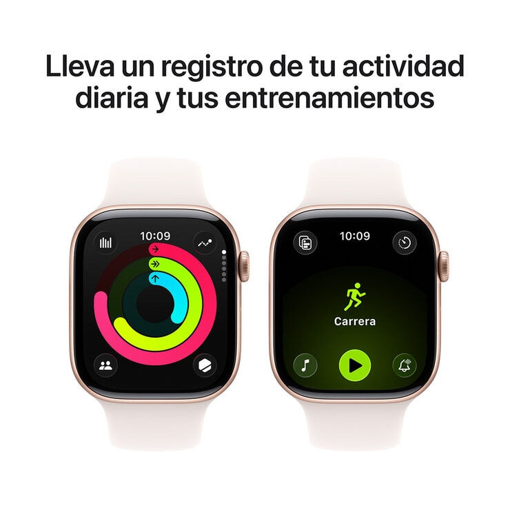 Apple Watch Series 11 (GPS + Celular) 46mm Aluminio Oro Rosa + Correa Deportiva Rubor Claro - Talla S/M