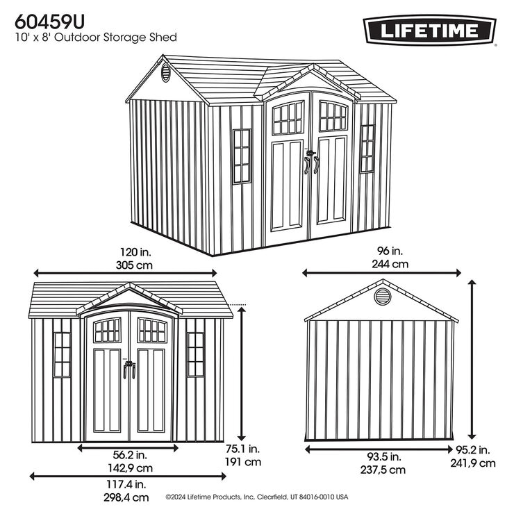 Lifetime, Cobertizo de Almacenamiento Exterior de 2.43 m x 3.04 m