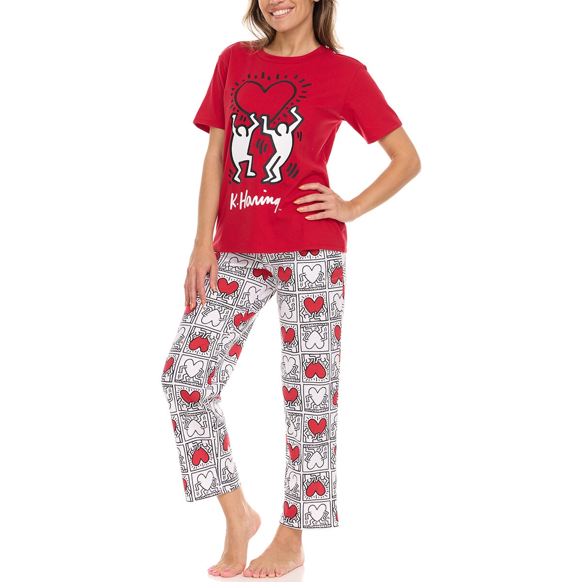 Keith Haring Conjunto de Pijama para Dama Rojo Chica
