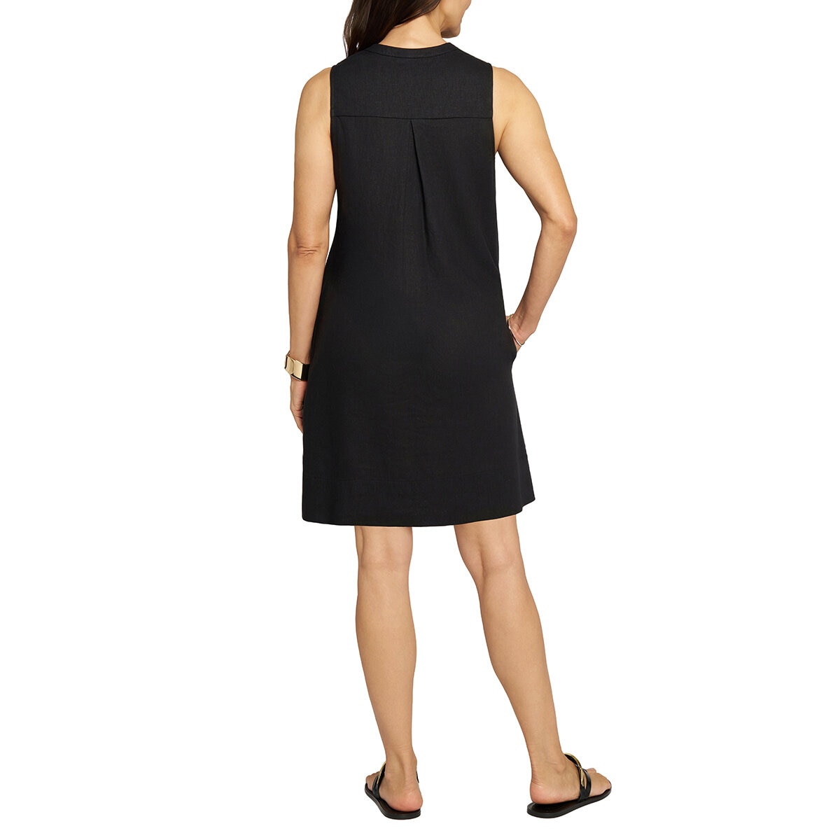 Matty M Vestido Tipo Lino para Dama Negro Extra Chica