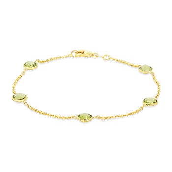 Pulsera de Peridoto, Oro de 14K Pulsera de Peridoto, Oro de 14K