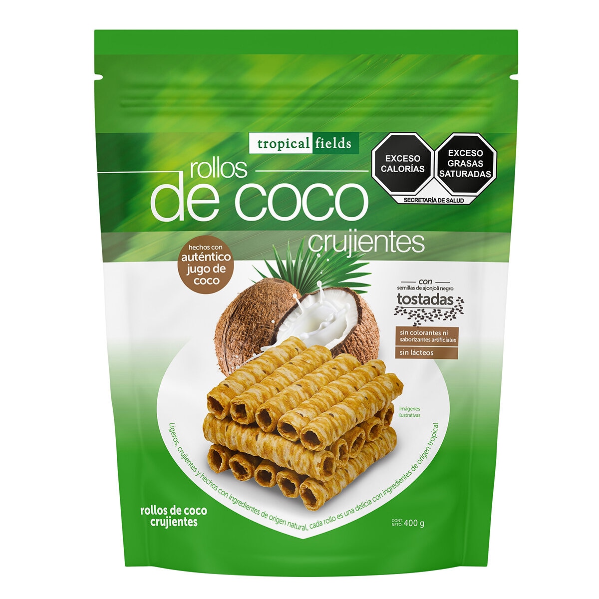 Tropical Fields Rollos de Coco Crujientes 400 g