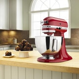 KitchenAid, Batidora Clásica Roja, Tazón de acero inoxidable pulido con asa, 4.3 L