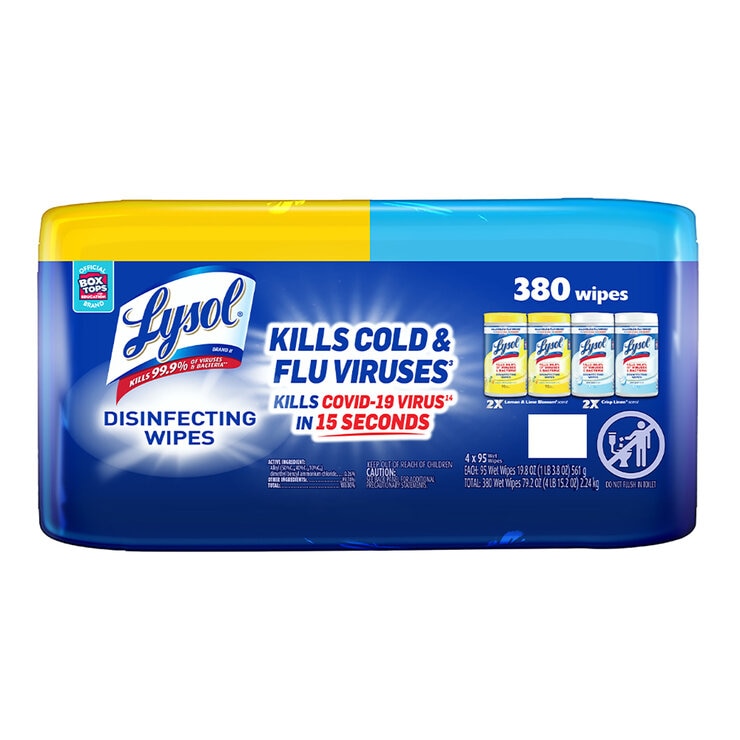 Lysol Toallas Desinfectantes 4 pzas con 95 Toallitas