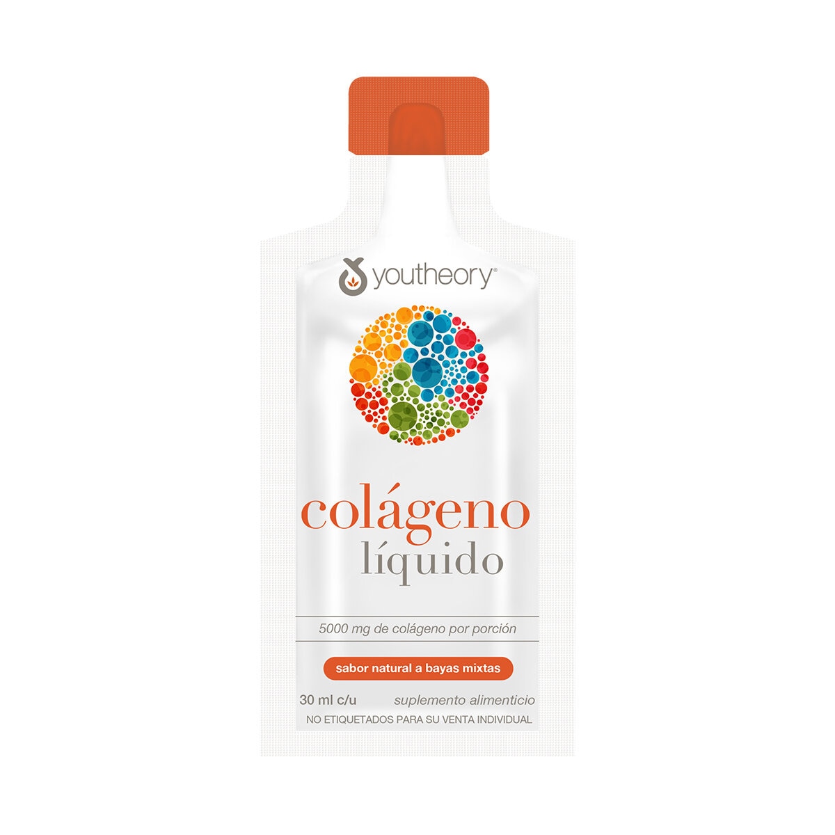Youtheory Colágeno Líquido 5,000 mg Sabor Bayas Mixtas 30 Paquetes