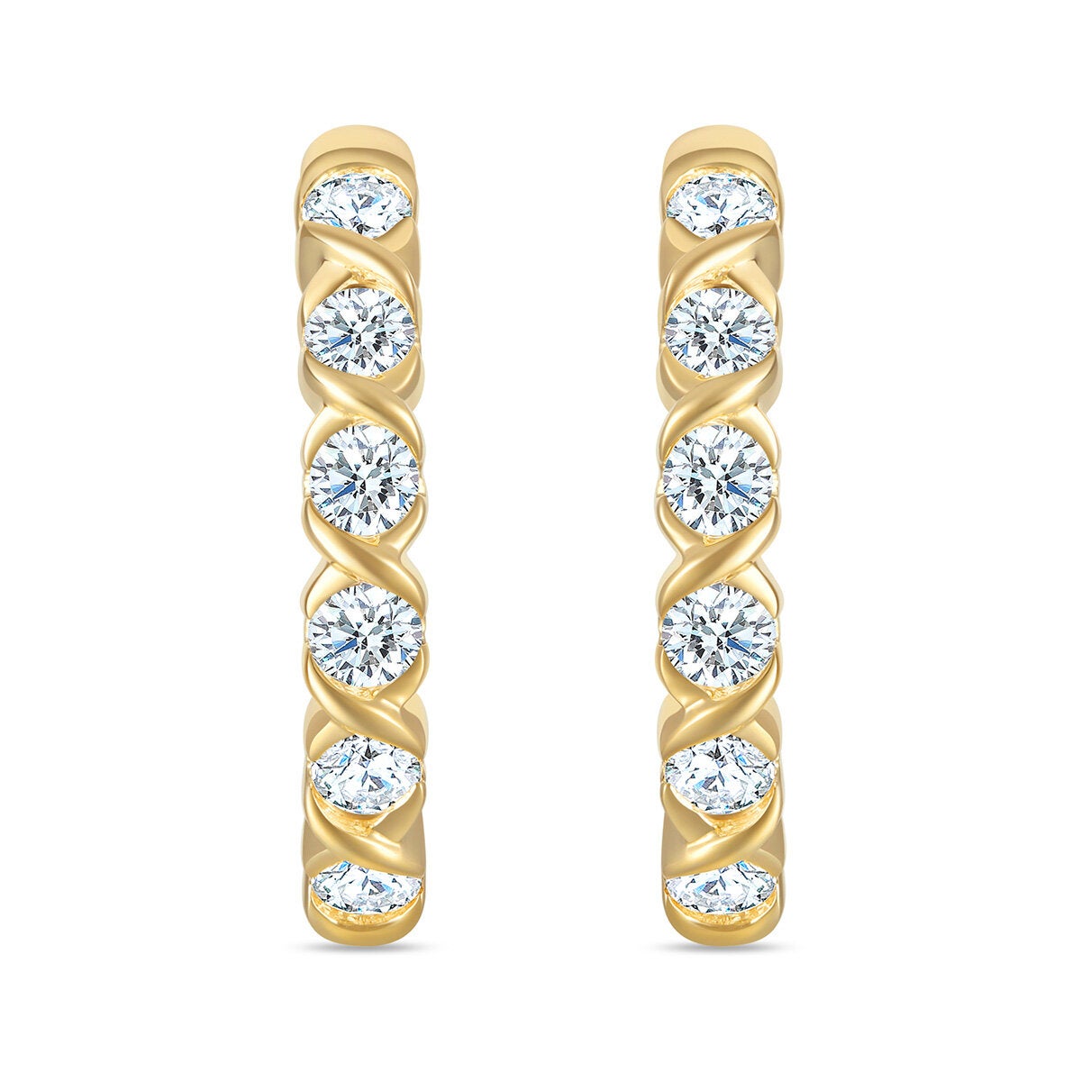 Arracadas de Diamantes 0.50ctw, Oro Amarillo 14K Arracadas de Diamantes 0.50ctw, Oro Amarillo 14K