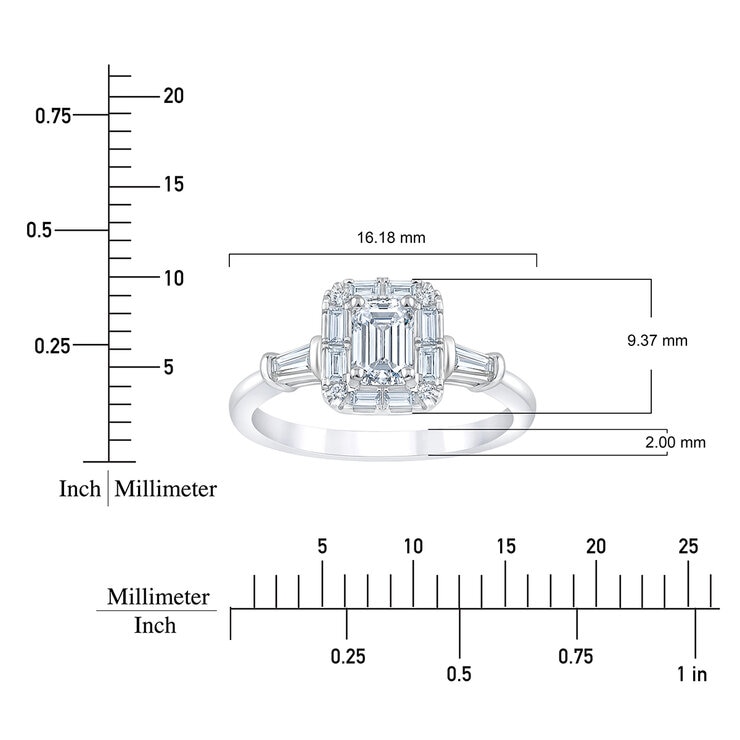 Anillo de Compromiso, 0.98ctw Diamantes, Oro Blanco de 14K